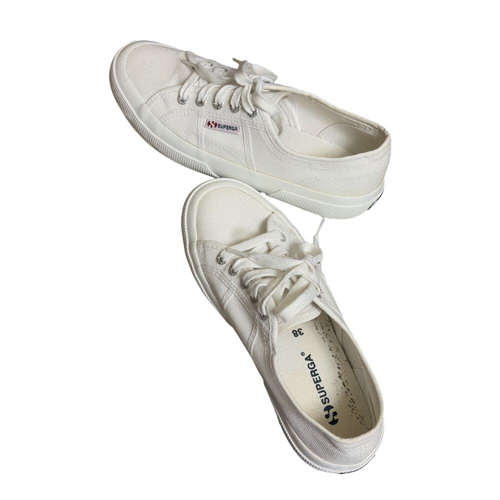 Superga White Canvas Cotu Classic Sneakers Men-6 Women 7.5